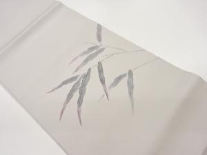 作家物　塩瀬手描き葉模様開き名古屋帯（額縁仕立て）